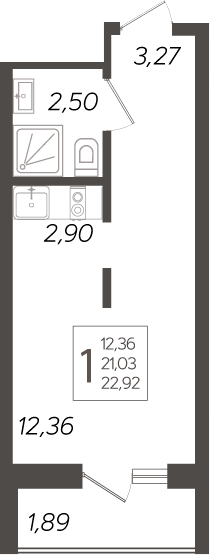 Планировка — Кислород, Студия, 21 м²