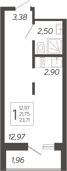 Планировка — Кислород, Студия, 22 м²