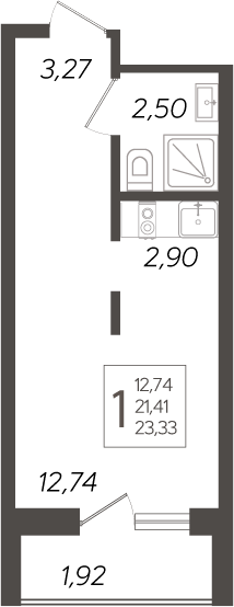 Планировка — Кислород, Студия, 21 м²