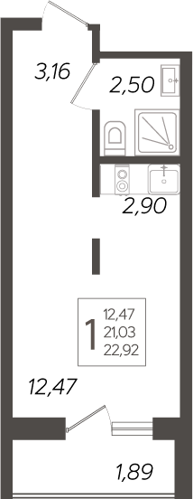 Планировка — Кислород, Студия, 21 м²