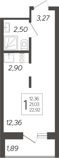 Планировка — Кислород, Студия, 21 м²