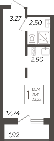 Планировка — Кислород, Студия, 21 м²