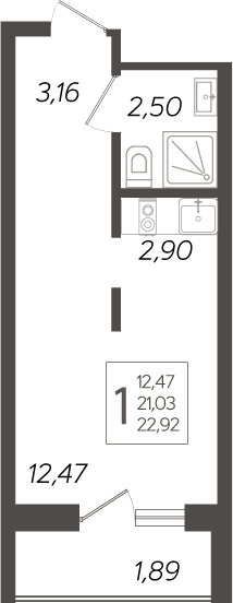 Планировка — Кислород, Студия, 21 м²