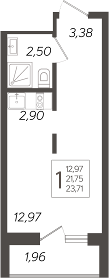 Планировка — Кислород, Студия, 22 м²