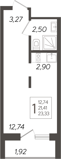Планировка — Кислород, Студия, 21 м²