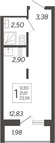 Планировка — Кислород, Студия, 22 м²