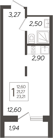 Планировка — Кислород, Студия, 21 м²