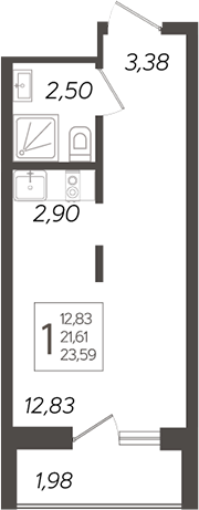 Планировка — Кислород, Студия, 22 м²