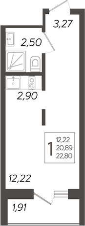 Планировка — Кислород, Студия, 21 м²