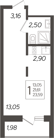 Планировка — Кислород, Студия, 22 м²
