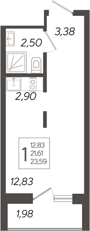 Планировка — Кислород, Студия, 22 м²