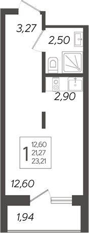 Планировка — Кислород, Студия, 21 м²