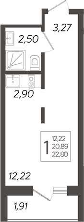 Планировка — Кислород, Студия, 21 м²