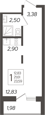 Планировка — Кислород, Студия, 22 м²