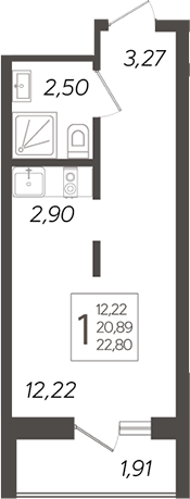 Планировка — Кислород, Студия, 21 м²
