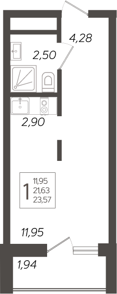 Планировка — Кислород, Студия, 22 м²