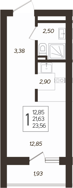 Планировка — Кислород, Студия, 22 м²