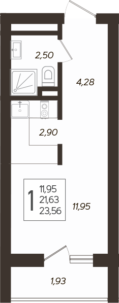 Планировка — Кислород, Студия, 22 м²