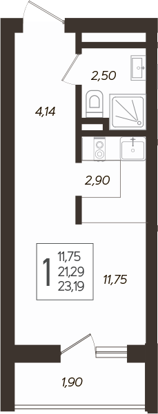 Планировка — Кислород, Студия, 22 м²