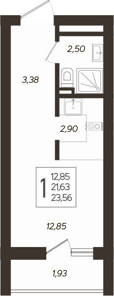 Планировка — Кислород, Студия, 22 м²