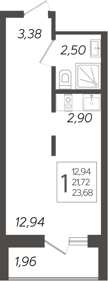Планировка — Кислород, Студия, 22 м²