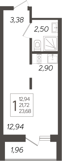Планировка — Кислород, Студия, 22 м²