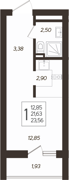 Планировка — Кислород, Студия, 22 м²