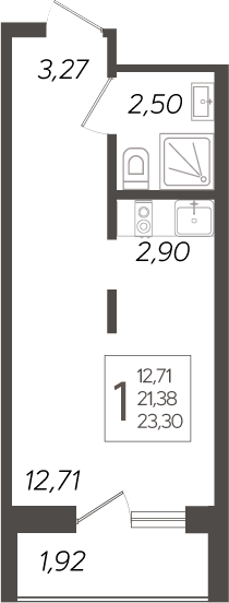 Планировка — Кислород, Студия, 21 м²