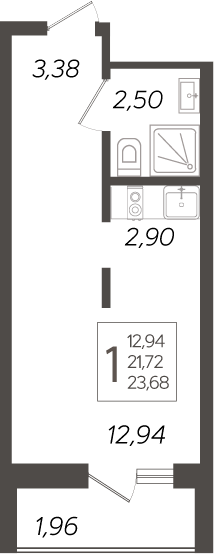 Планировка — Кислород, Студия, 22 м²