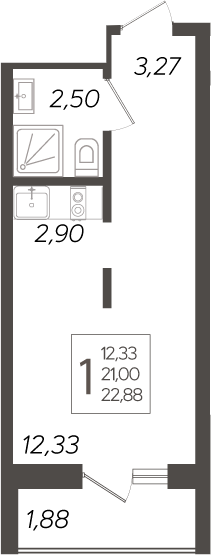 Планировка — Кислород, Студия, 21 м²