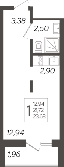 Планировка — Кислород, Студия, 22 м²