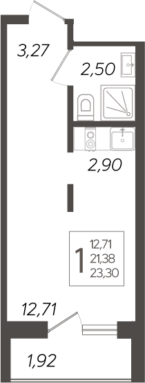 Планировка — Кислород, Студия, 21 м²