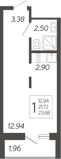 Планировка — Кислород, Студия, 22 м²