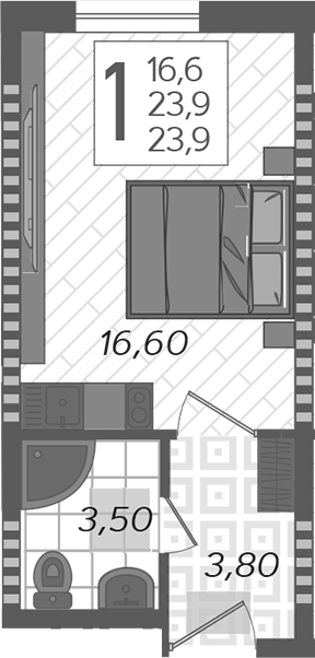 Планировка — Летний, Студия, 25 м²