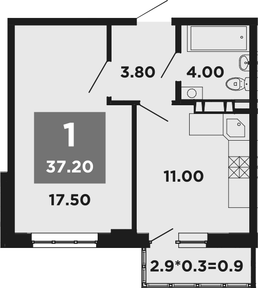 Планировка — NEO-квартал Красная площадь, 1-комн., 36 м²
