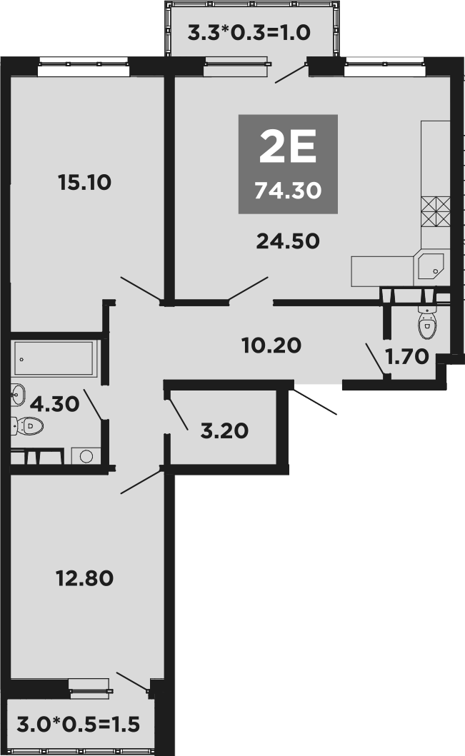 Планировка — NEO-квартал Красная площадь, 3-комн., 72 м²