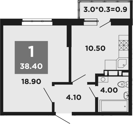 Планировка — NEO-квартал Красная площадь, 1-комн., 37 м²