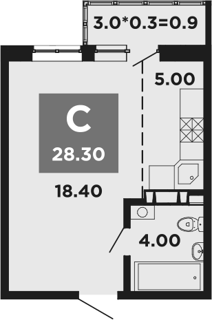 Планировка — NEO-квартал Красная площадь, Студия, 27 м²
