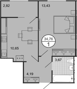 Планировка — Событие, 1-комн., 32 м²