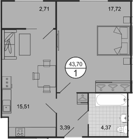 Планировка — Событие, 2-комн., 41 м²