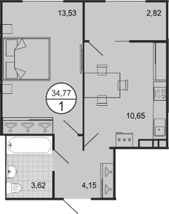 Планировка — Событие, 1-комн., 32 м²