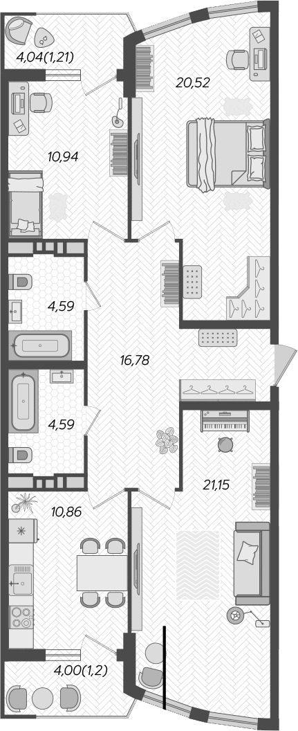 Планировка — Режиссер, 3-комн., 89 м²