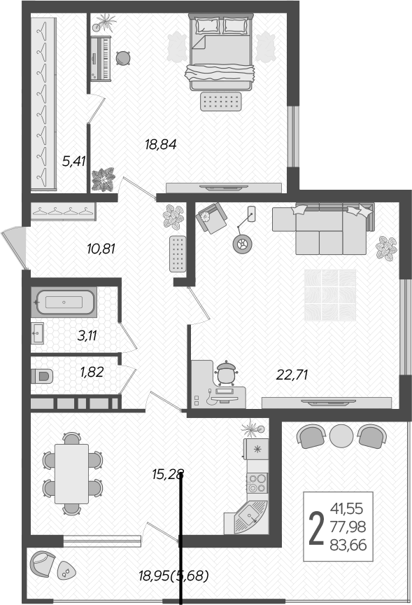 Планировка — Режиссер, 2-комн., 78 м²