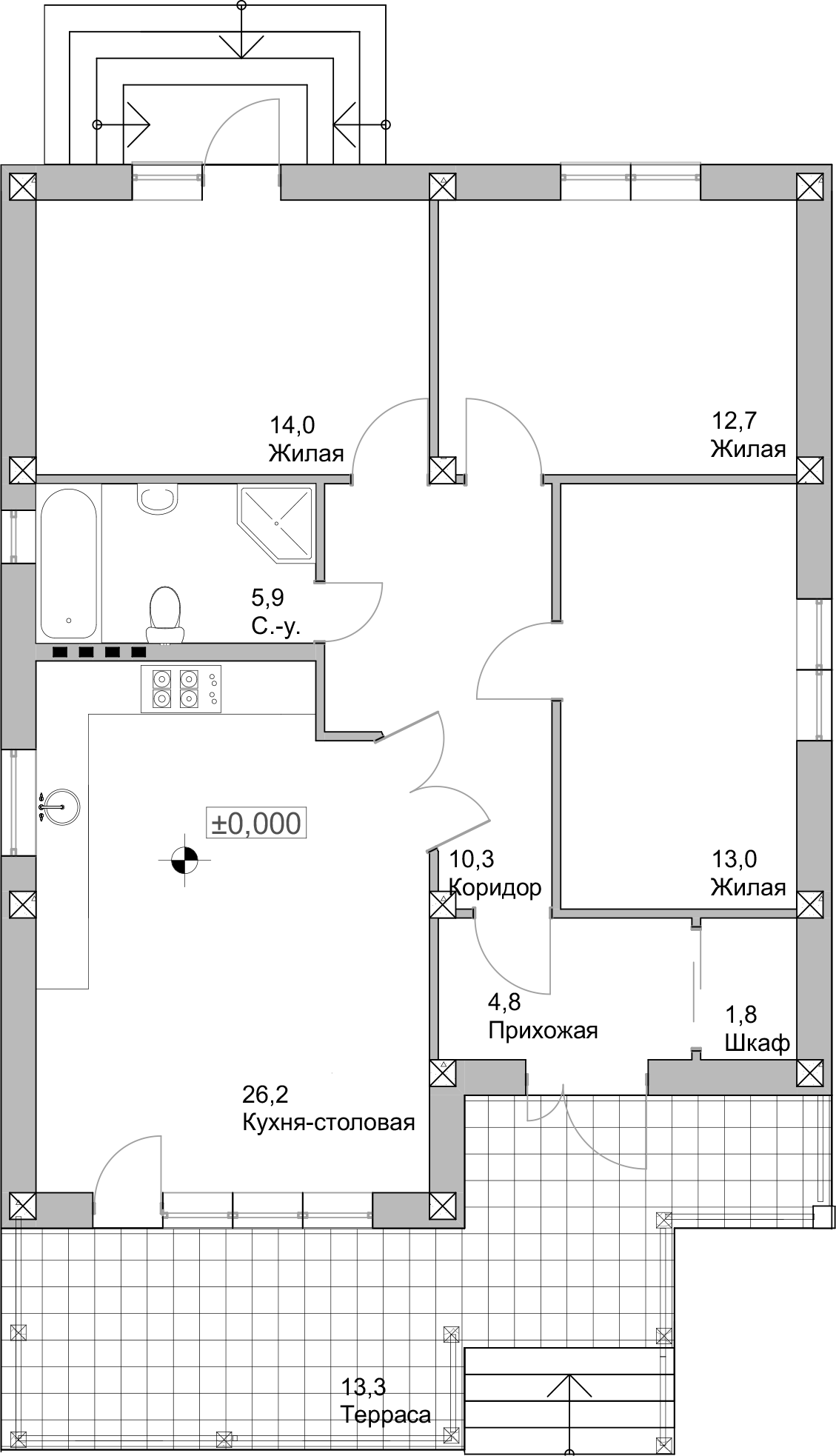 Планировка — 3-к. кв. Сердце №571