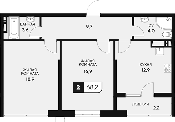 Планировка — 18/3, 2-комн., 66 м²