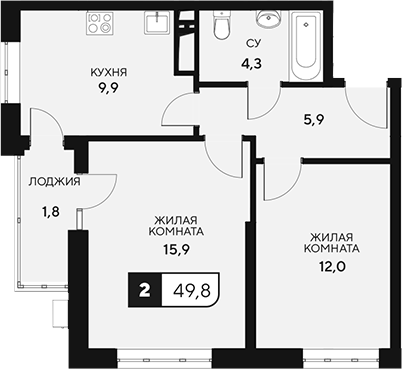 Планировка — 18/3, 2-комн., 48 м²
