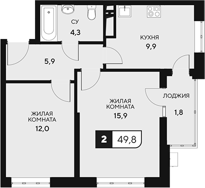 Планировка — 18/3, 2-комн., 48 м²