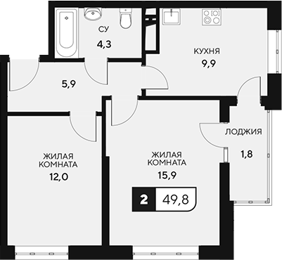 Планировка — 18/3, 2-комн., 48 м²