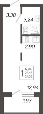 Планировка — Кислород, Студия, 22 м²
