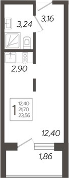 Планировка — Кислород, Студия, 22 м²